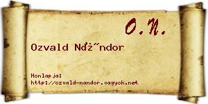 Ozvald Nándor névjegykártya